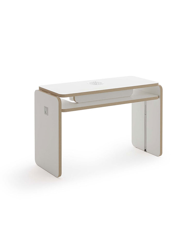 NAT - White manicure table - Edge in oak finish - With extraction
