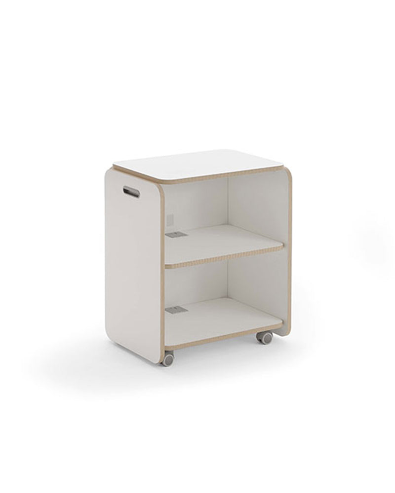 NAT - Wit kapperstrolley - Rand in eikenpatroon