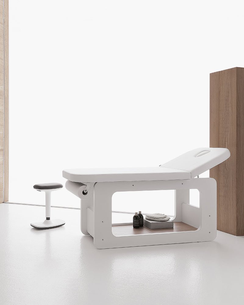 Creo - White treatment table - Oak wood pattern - Without heat