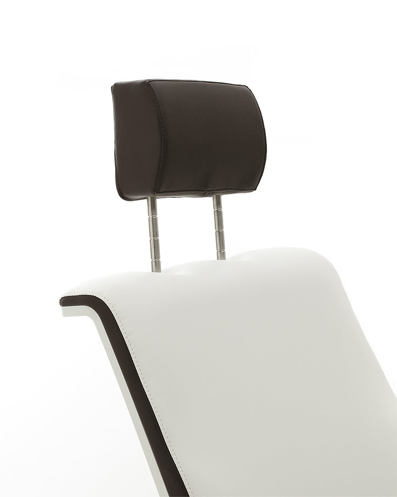 Make-up - Brown and white customer chair - Chrome plate foot