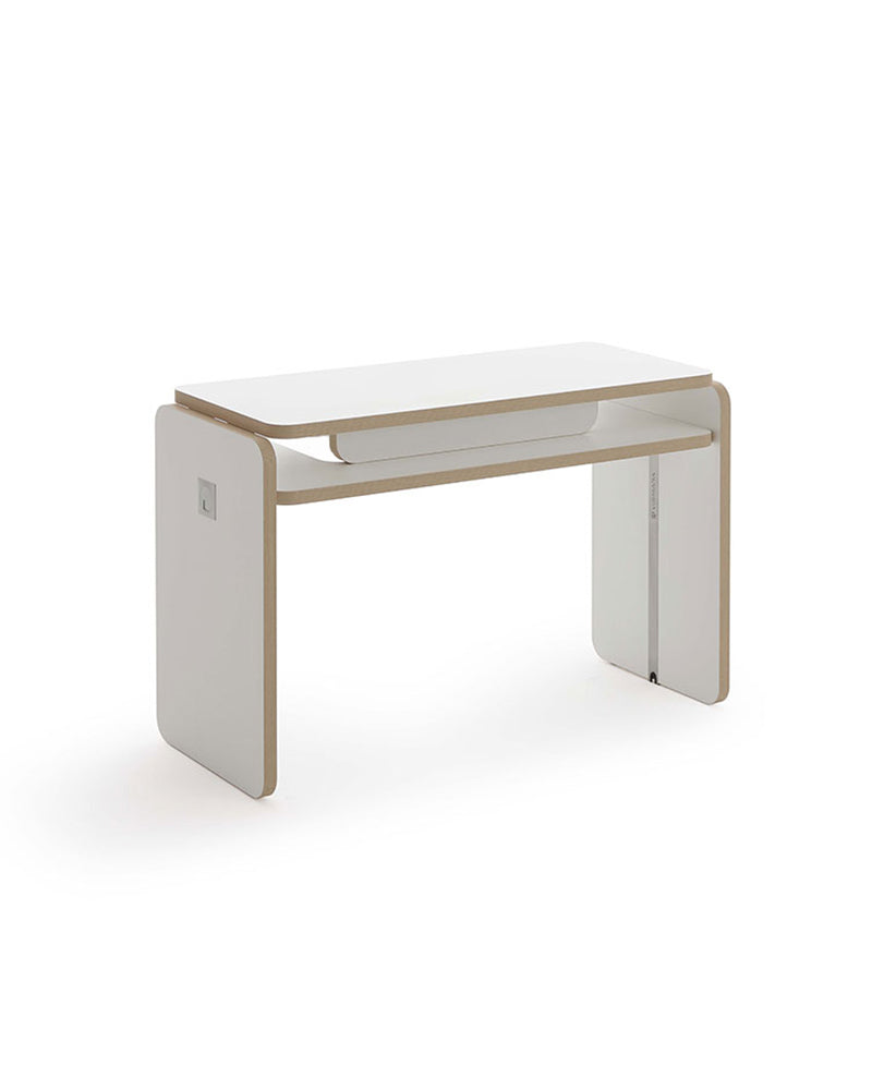 NIGHT - White manicure table - Edge in oak pattern - Without suction