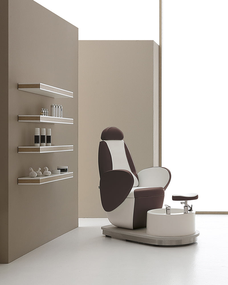 Edge - Brown and white pedicure chair - Built-in foot bath