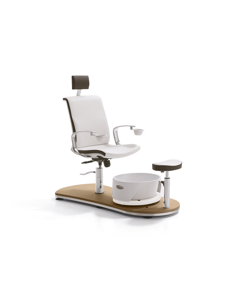 Mini Island - White and brown pedicure chair - Base in oak pattern