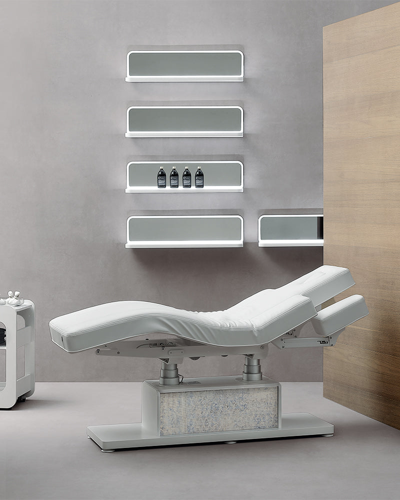 The Clair - White and gray massage table - with motor - with adjustable armrests