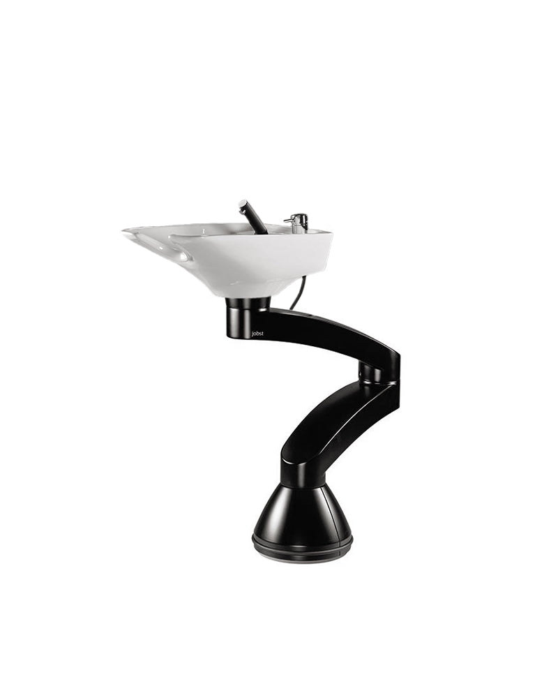 Contura swing PLUS - Black pedestal sink - White basin