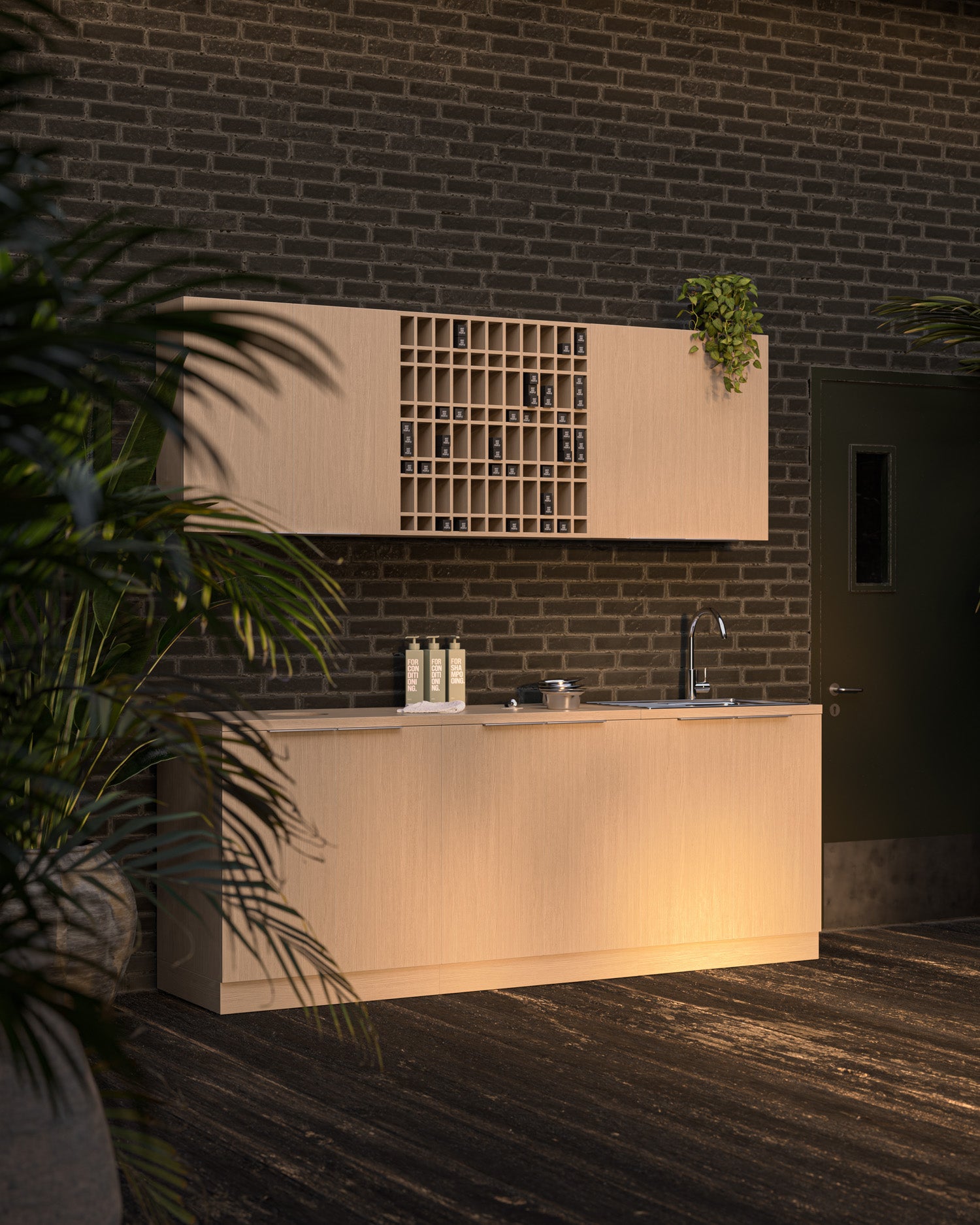 Colorbar tube shelf - Wall-mounted color shelf - Oak pattern