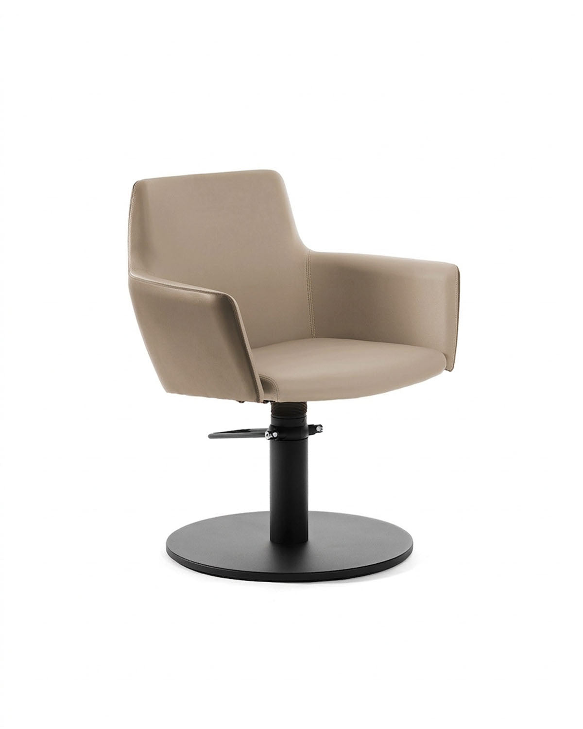Greiner 38 - Beige klantstoel met zwarte schijfvoet