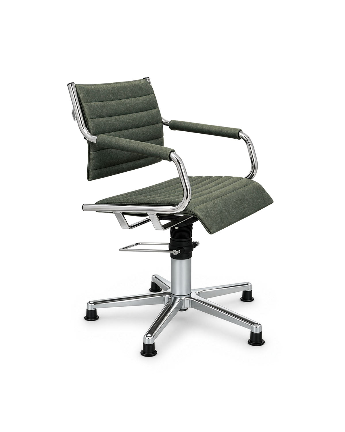 Greiner 59 SuperTex - donkergroene klantstoel met chromen stervoet