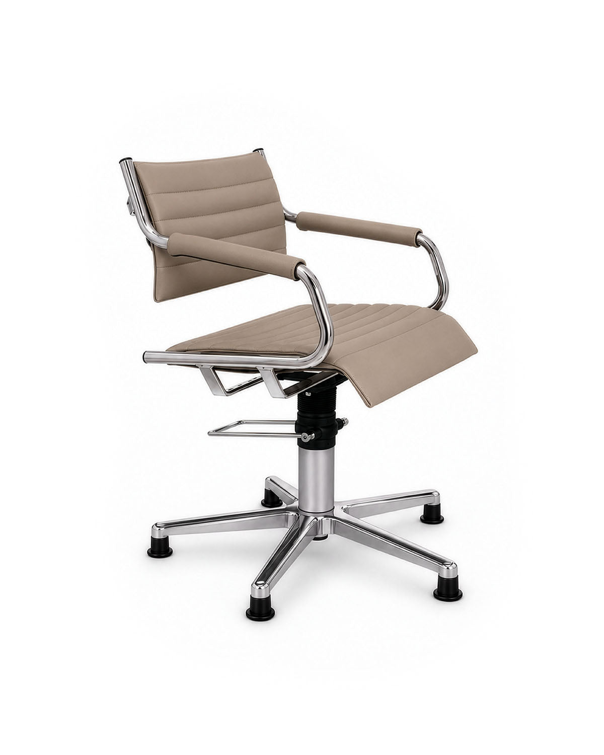 Greiner 59 - beige klantstoel met chromen stervoet