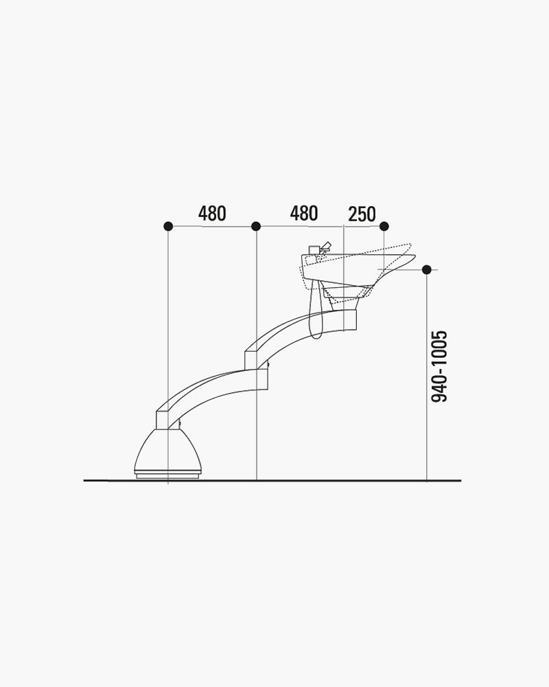 Contura swing PLUS - Aluminum pillar sink - Black basin